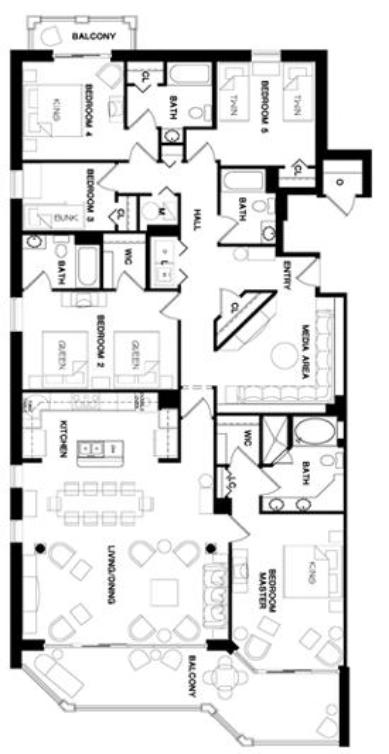 OCEAN BLUE - Floor Plan - 5 Bedroom Condo - Myrtle Beach Vacation Rentals - www.JeffsCondos.com